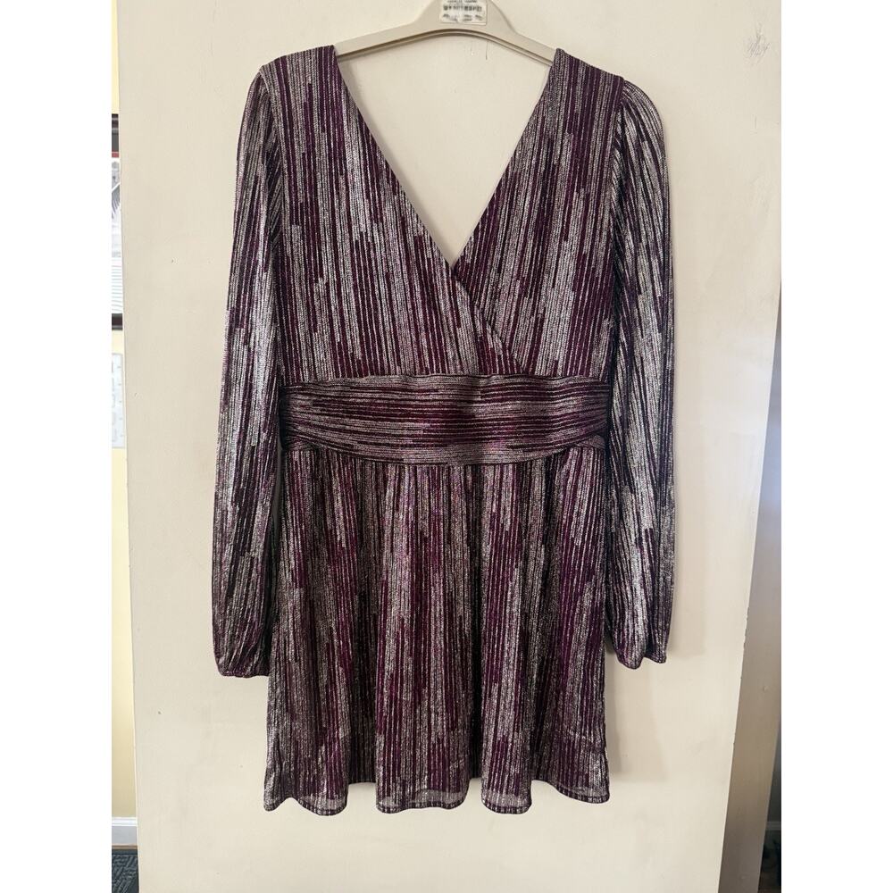 Lilly Pulitzer Riza Long Sleeved Romper Mulberry Gold Metallic Size Large EUC - Picture 9 of 10
